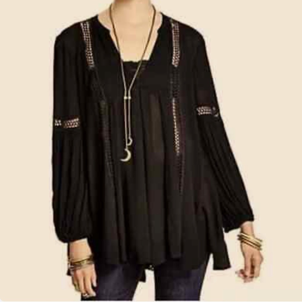 FREE PEOPLE Black Long Sleeve Tunic Size M